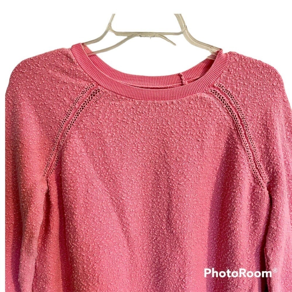 American Eagle Small Crewneck Sweater Pink Popcorn Texture Long Sleeve T… - Picture 2 of 7
